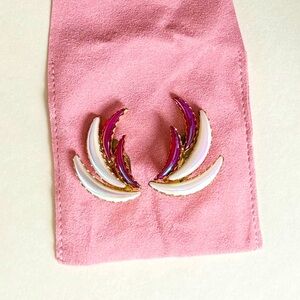 Vtg Pearlescent and Pink Clip-On Statement Earrings